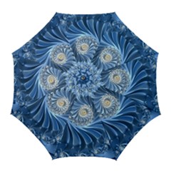 Blue Fractal Abstract Spiral Golf Umbrellas by Nexatart