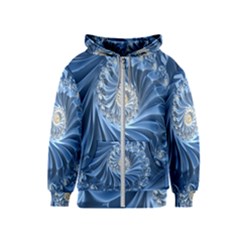 Blue Fractal Abstract Spiral Kids  Zipper Hoodie by Nexatart