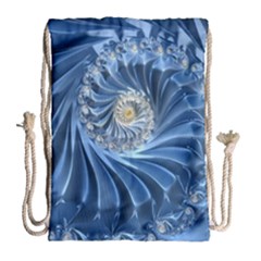 Blue Fractal Abstract Spiral Drawstring Bag (large)