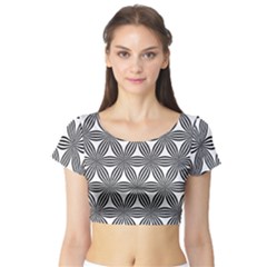 Seamless Pattern Repeat Line Short Sleeve Crop Top by Nexatart