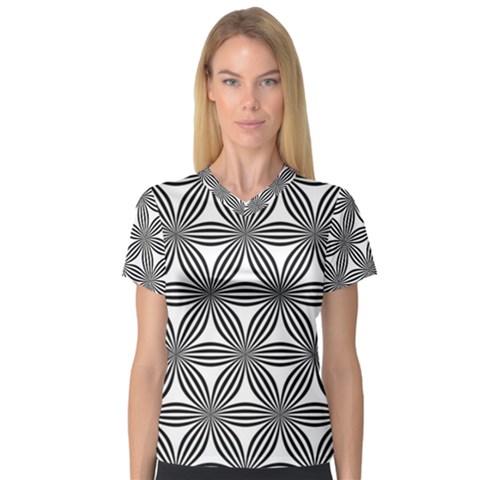 Seamless Pattern Repeat Line V-neck Sport Mesh Tee by Nexatart