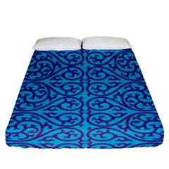 Monogram Blue Purple Background Fitted Sheet (queen Size) by Nexatart