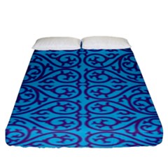 Monogram Blue Purple Background Fitted Sheet (king Size) by Nexatart