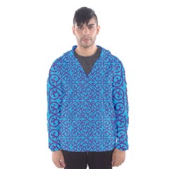 Monogram Blue Purple Background Hooded Wind Breaker (men) by Nexatart