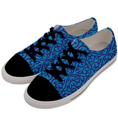 Monogram Blue Purple Background Men s Low Top Canvas Sneakers by Nexatart