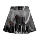 Awesome Wild Black Horses Running In The Night Mini Flare Skirt View1