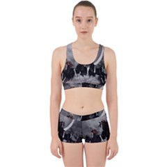 Awesome Wild Black Horses Running In The Night Work It Out Sports Bra Set by FantasyWorld7