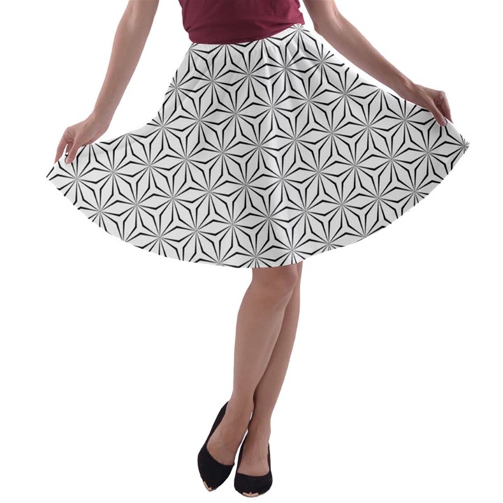 Seamless Pattern Monochrome Repeat A-line Skater Skirt