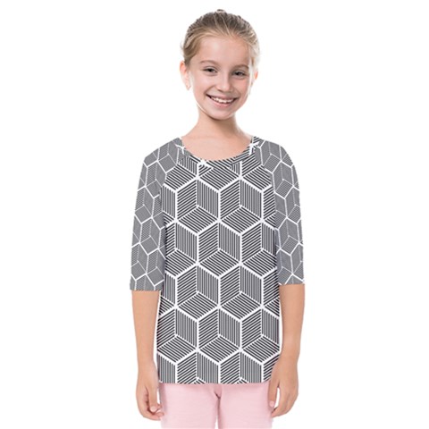 Cube Pattern Cube Seamless Repeat Kids  Quarter Sleeve Raglan Tee by Nexatart