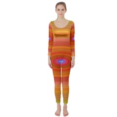 Ellipse Background Orange Oval Long Sleeve Catsuit by Nexatart