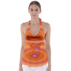 Ellipse Background Orange Oval Babydoll Tankini Top by Nexatart