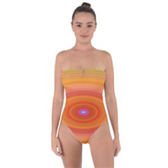 Ellipse Background Orange Oval Tie Back One Piece Swimsuit by Nexatart