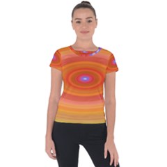 Ellipse Background Orange Oval Short Sleeve Sports Top  by Nexatart