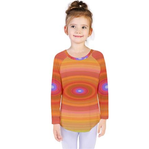 Ellipse Background Orange Oval Kids  Long Sleeve Tee by Nexatart