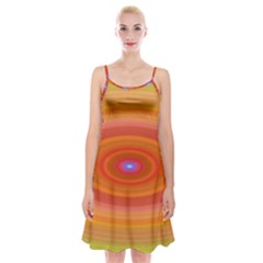 Ellipse Background Orange Oval Spaghetti Strap Velvet Dress by Nexatart