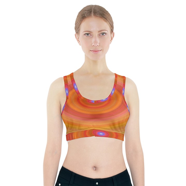 Ellipse Background Orange Oval Sports Bra With Pocket