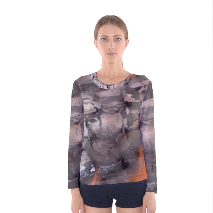 Fireplace Flame Burn Firewood Women s Long Sleeve Tee