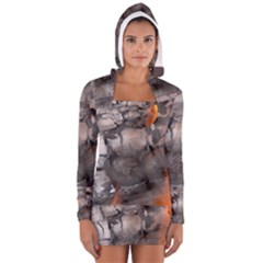 Fireplace Flame Burn Firewood Long Sleeve Hooded T-shirt by Nexatart