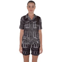 Graphics House Brick Brick Wall Satin Short Sleeve Pyjamas Set by Nexatart