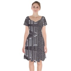 Graphics House Brick Brick Wall Short Sleeve Bardot Dress by Nexatart