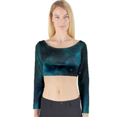 Space All Universe Cosmos Galaxy Long Sleeve Crop Top by Nexatart