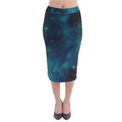 Space All Universe Cosmos Galaxy Velvet Midi Pencil Skirt by Nexatart