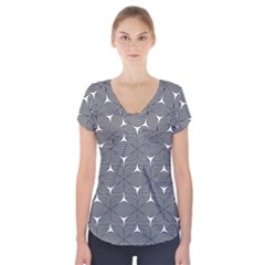 Seamless Weave Ribbon Hexagonal Short Sleeve Front Detail Top by Nexatart