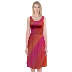 Abstract Red Background Fractal Midi Sleeveless Dress