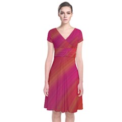 Abstract Red Background Fractal Short Sleeve Front Wrap Dress by Nexatart