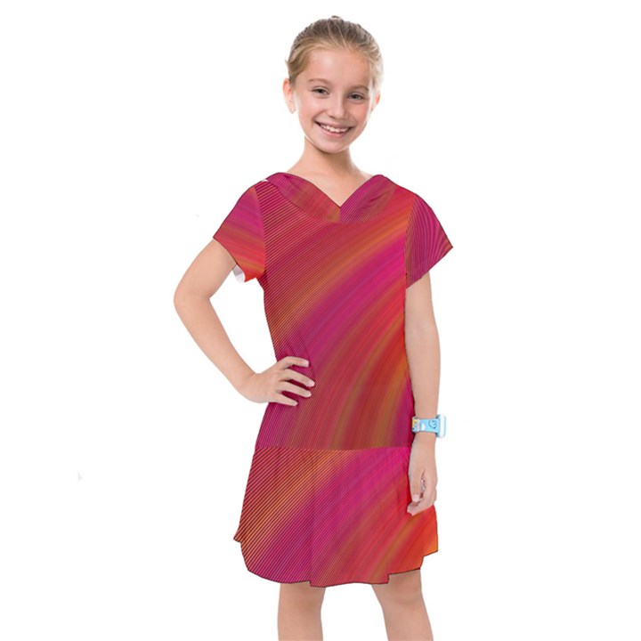 Abstract Red Background Fractal Kids  Drop Waist Dress