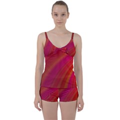 Abstract Red Background Fractal Tie Front Two Piece Tankini by Nexatart