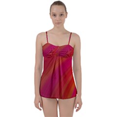 Abstract Red Background Fractal Babydoll Tankini Set by Nexatart