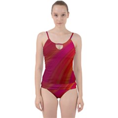 Abstract Red Background Fractal Cut Out Top Tankini Set by Nexatart