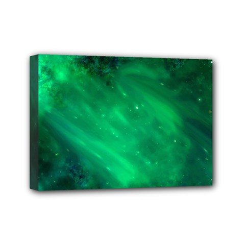 Green Space All Universe Cosmos Galaxy Mini Canvas 7  X 5  by Nexatart