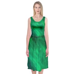 Green Space All Universe Cosmos Galaxy Midi Sleeveless Dress by Nexatart