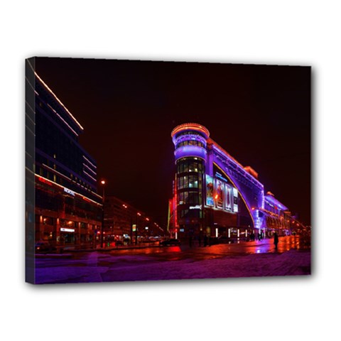 Moscow Night Lights Evening City Canvas 16  X 12 