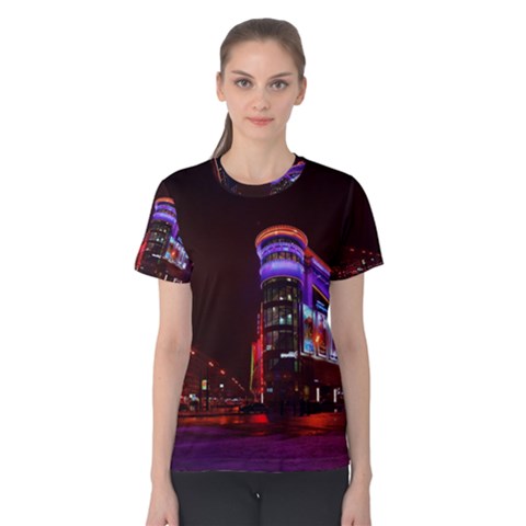 Moscow Night Lights Evening City Women s Cotton Tee by Nexatart