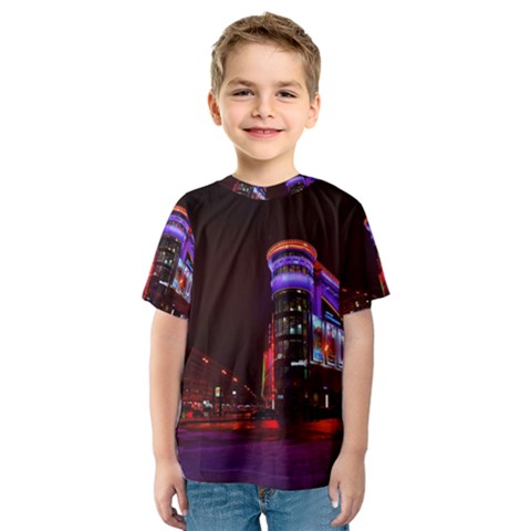 Moscow Night Lights Evening City Kids  Sport Mesh Tee by Nexatart