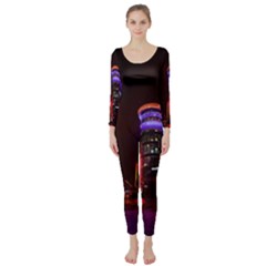 Moscow Night Lights Evening City Long Sleeve Catsuit by Nexatart