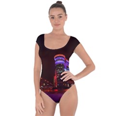 Moscow Night Lights Evening City Short Sleeve Leotard  by Nexatart