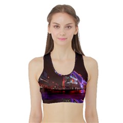 Moscow Night Lights Evening City Sports Bra With Border by Nexatart