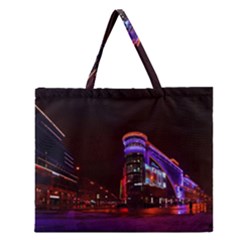 Moscow Night Lights Evening City Zipper Large Tote Bag by Nexatart