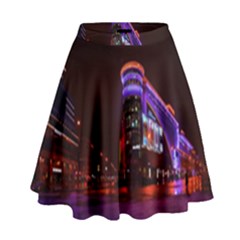 Moscow Night Lights Evening City High Waist Skirt by Nexatart