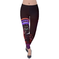 Moscow Night Lights Evening City Velvet Leggings by Nexatart