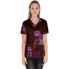 Moscow Night Lights Evening City Scrub Top