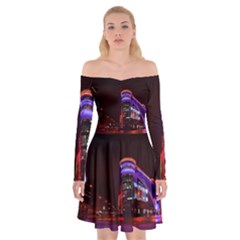 Moscow Night Lights Evening City Off Shoulder Skater Dress by Nexatart