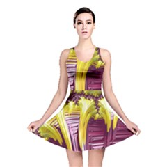 Yellow Magenta Abstract Fractal Reversible Skater Dress by Nexatart