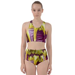 Yellow Magenta Abstract Fractal Racer Back Bikini Set by Nexatart