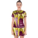 Yellow Magenta Abstract Fractal Drop Hem Mini Chiffon Dress View1