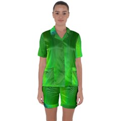 Green Background Abstract Color Satin Short Sleeve Pyjamas Set by Nexatart